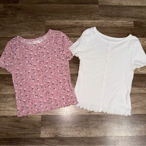 Floral Pink and White Kids Tops Set